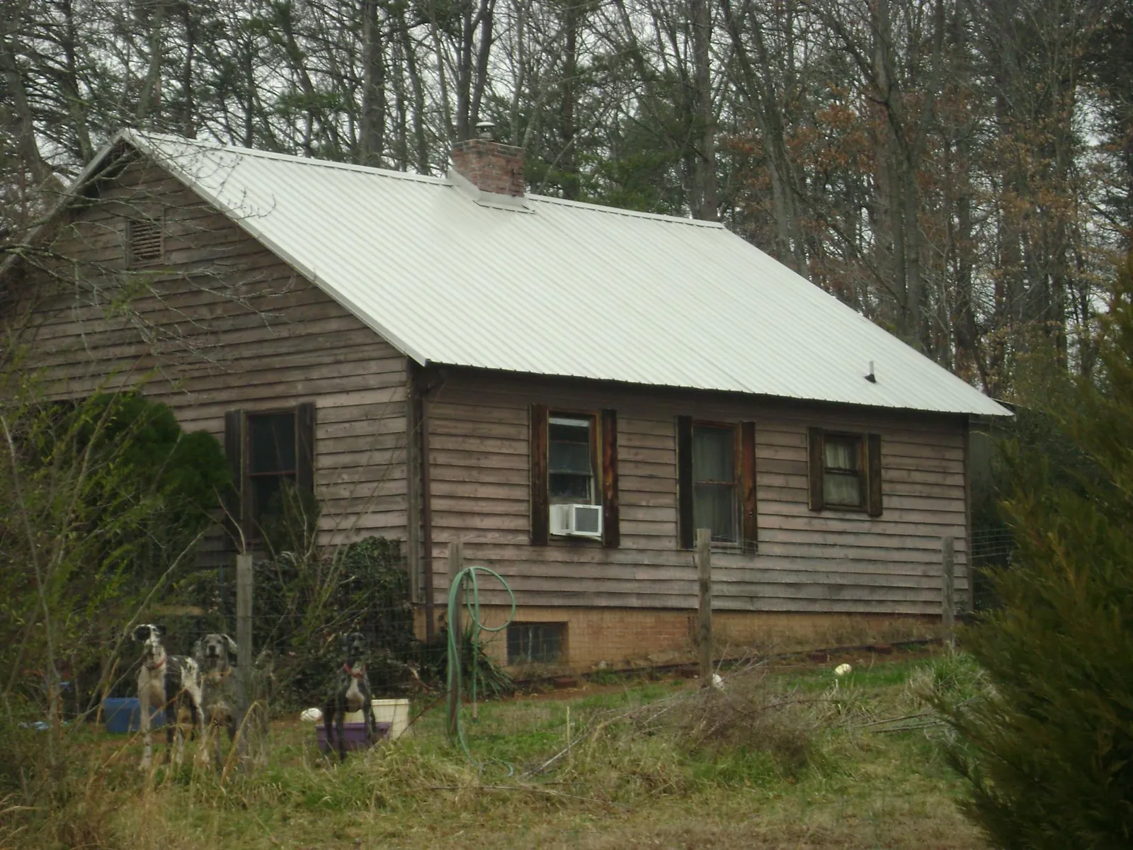 White metal roof on an old wood sided farmhouse, from a Asphalt Shingle Roof Repair job in Sedalia